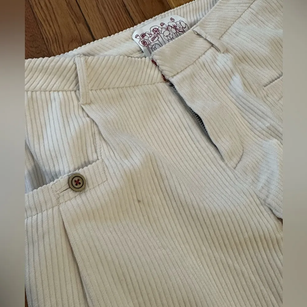 TROVATA vintage cream ivory Corduroy Wide Leg Pants trouser 2 rare TALL White - Image 6