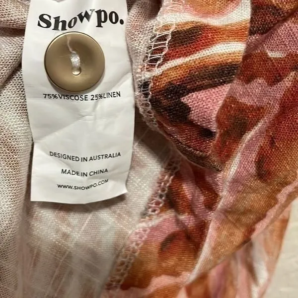 Showpo Amalie The Label Lotte Linen Blend Long Sleeve Playsuit Tonal Zebra SZ 4 Pink - Image 9