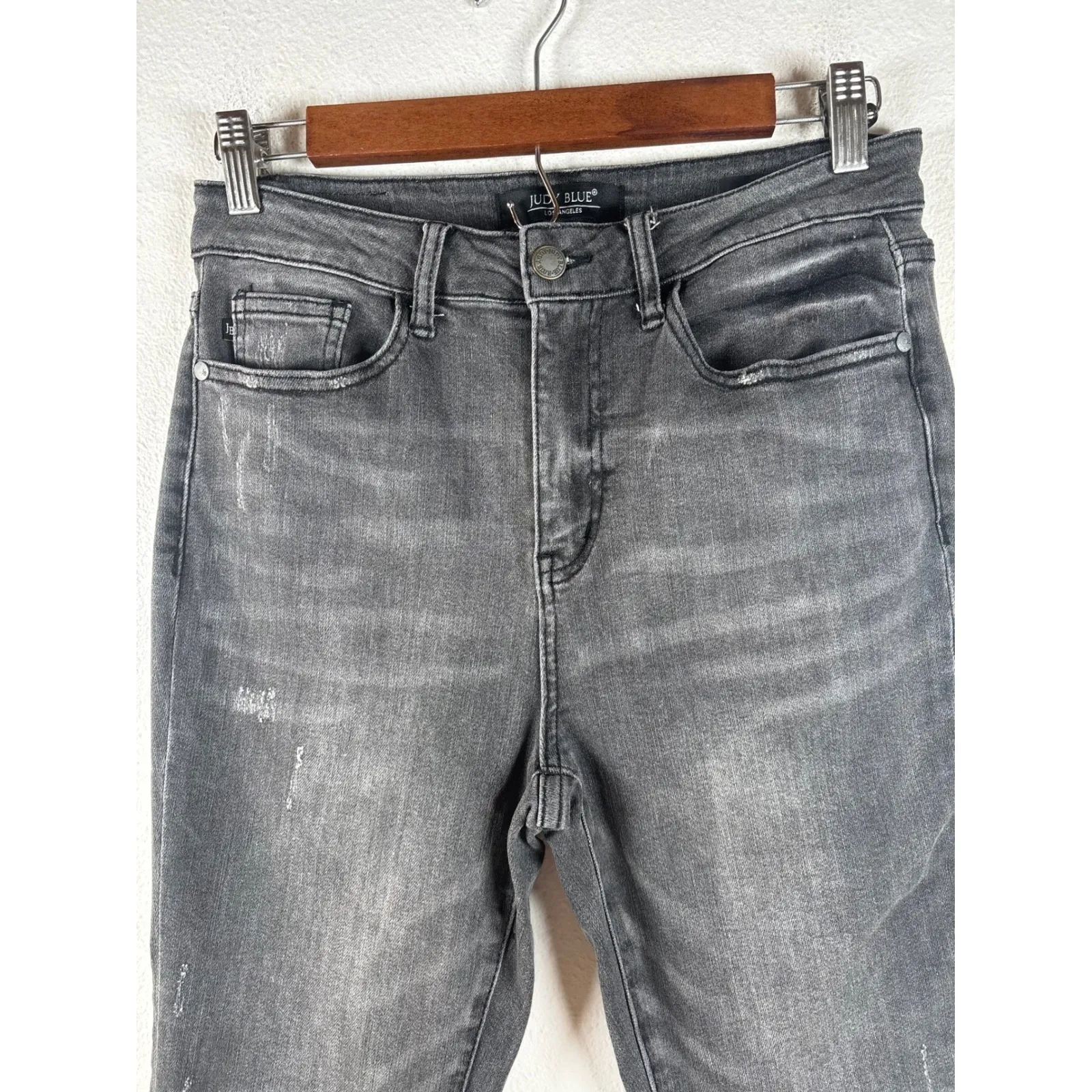 Judy Blue Womens Size 7/28 Gray Wash Distressed Skinny Fit Capri Jeans - Image 10