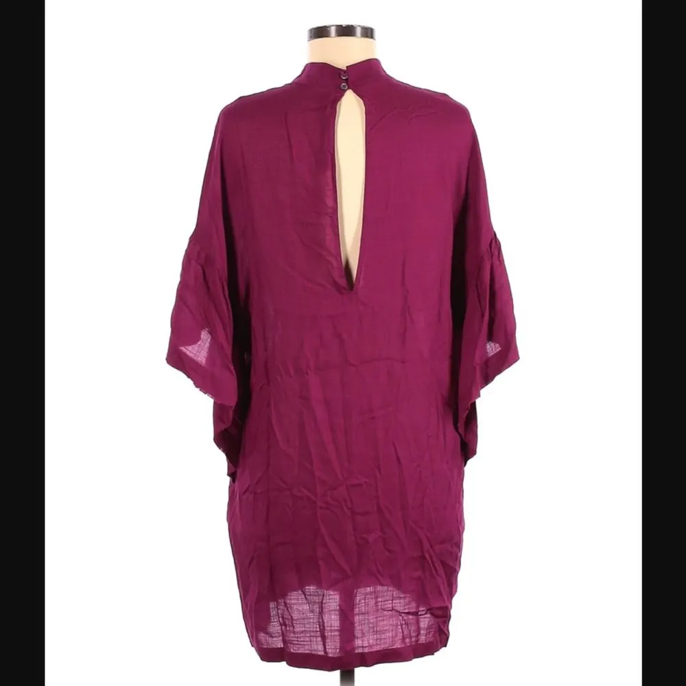 IRO Theifya Shift Dress 8 40 Split Ruffle Sleeve Mock Neck Fuchsia Luxury Party - Image 11
