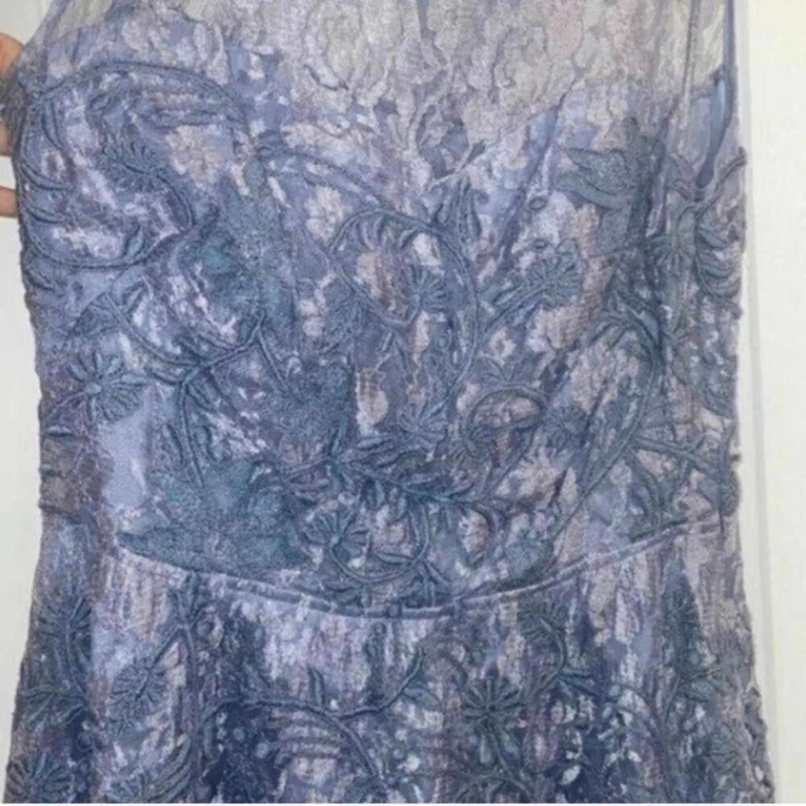 ✅Yoana Baraschi Blue Floral Lace Cut Out Back Cocktail Party Tea Dress - Image 3