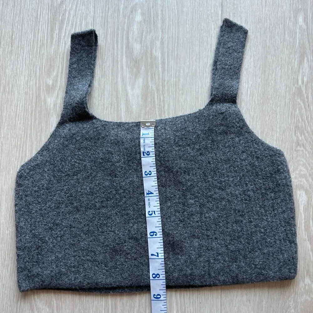 Everlane Crop Top Womens Medium Wool Blend Gray Cozy Stretchy Tank - Image 6