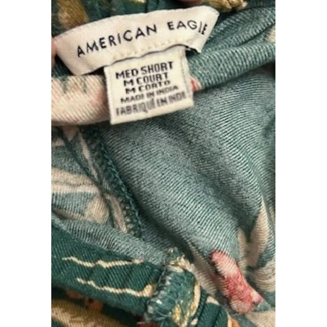 American Eagle Green Floral Romper M Off-Shoulder Cottagecore Boho Coquette‎ - Image 5