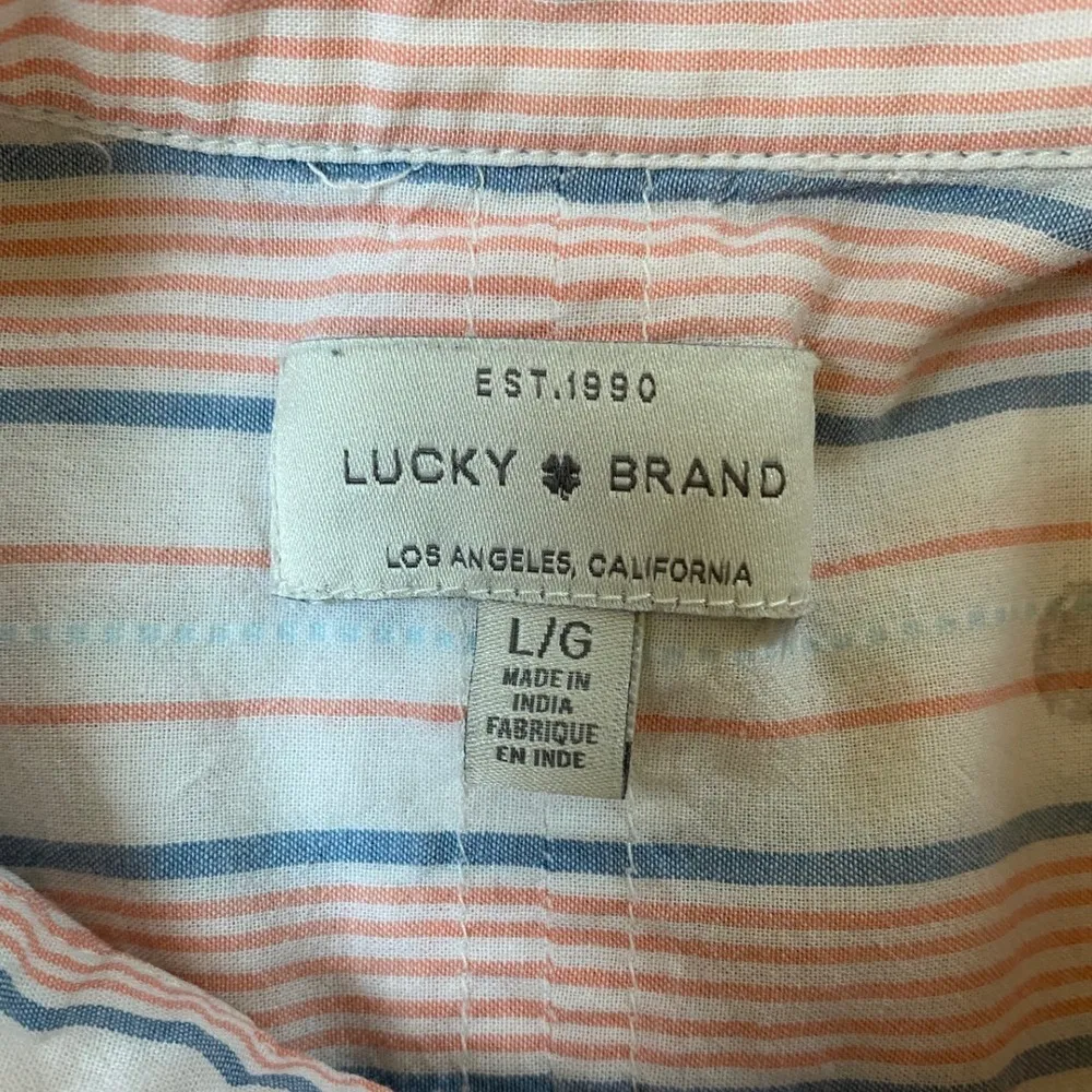 Lucky Brand Women's Lightweight Button Up Pastel Stripe Shirt - L - Image 11