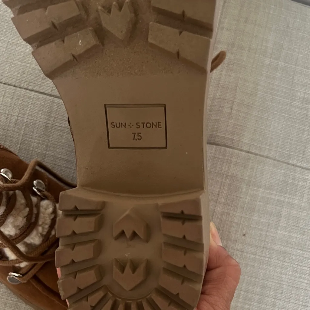 Sun + Stone Tan Lace Up Boots Brown Size 7.5 - Image 5