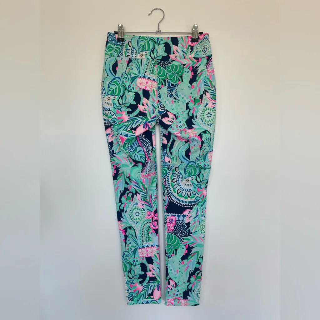 Lilly Pulitzer Luxletic Multicolor Floral Leggings Pants with Embroidered Detail - Image 2