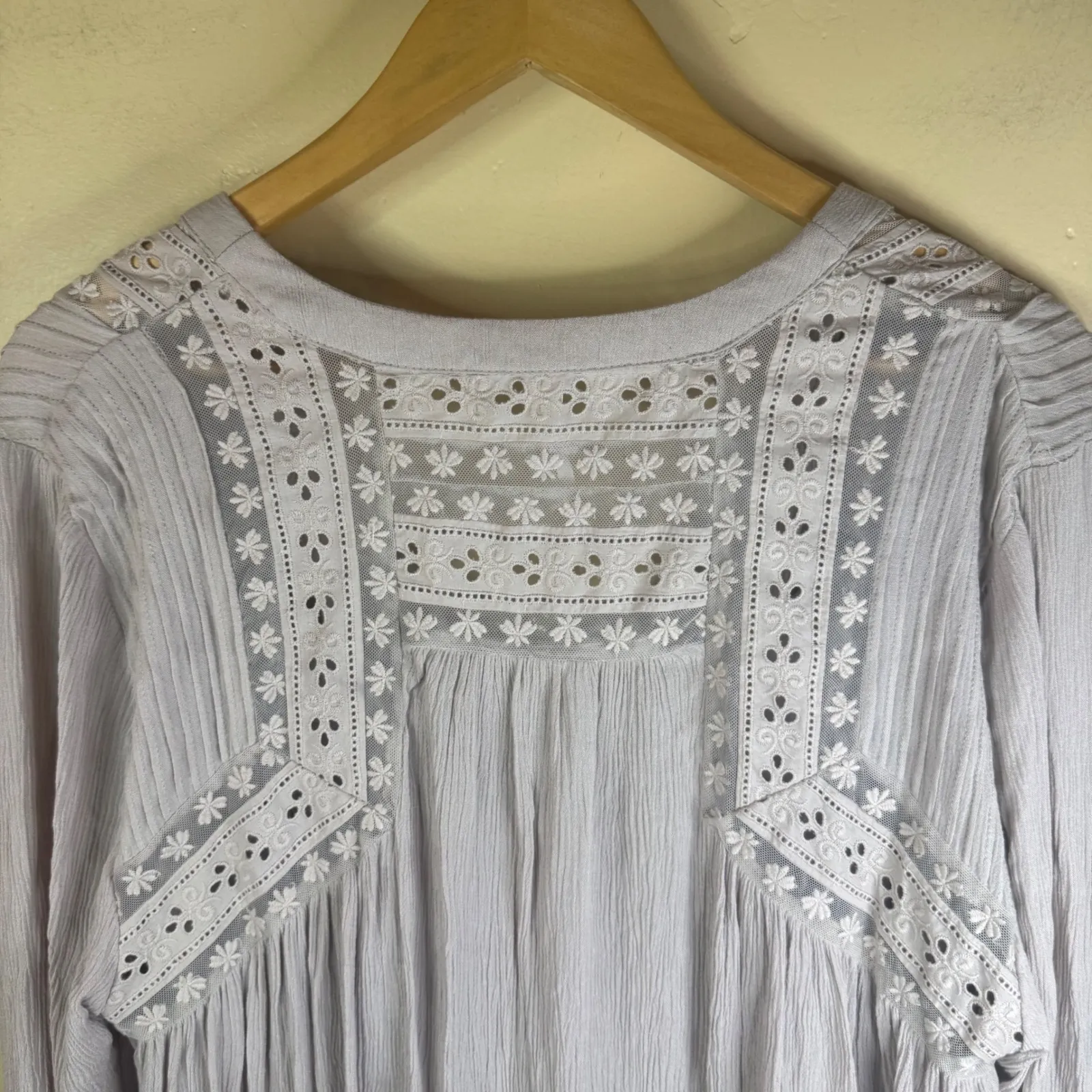 FREE PEOPLE Courtney Victorian Shirt Dress Eyelet Lace High Low Boho Medium NWT - Image 11