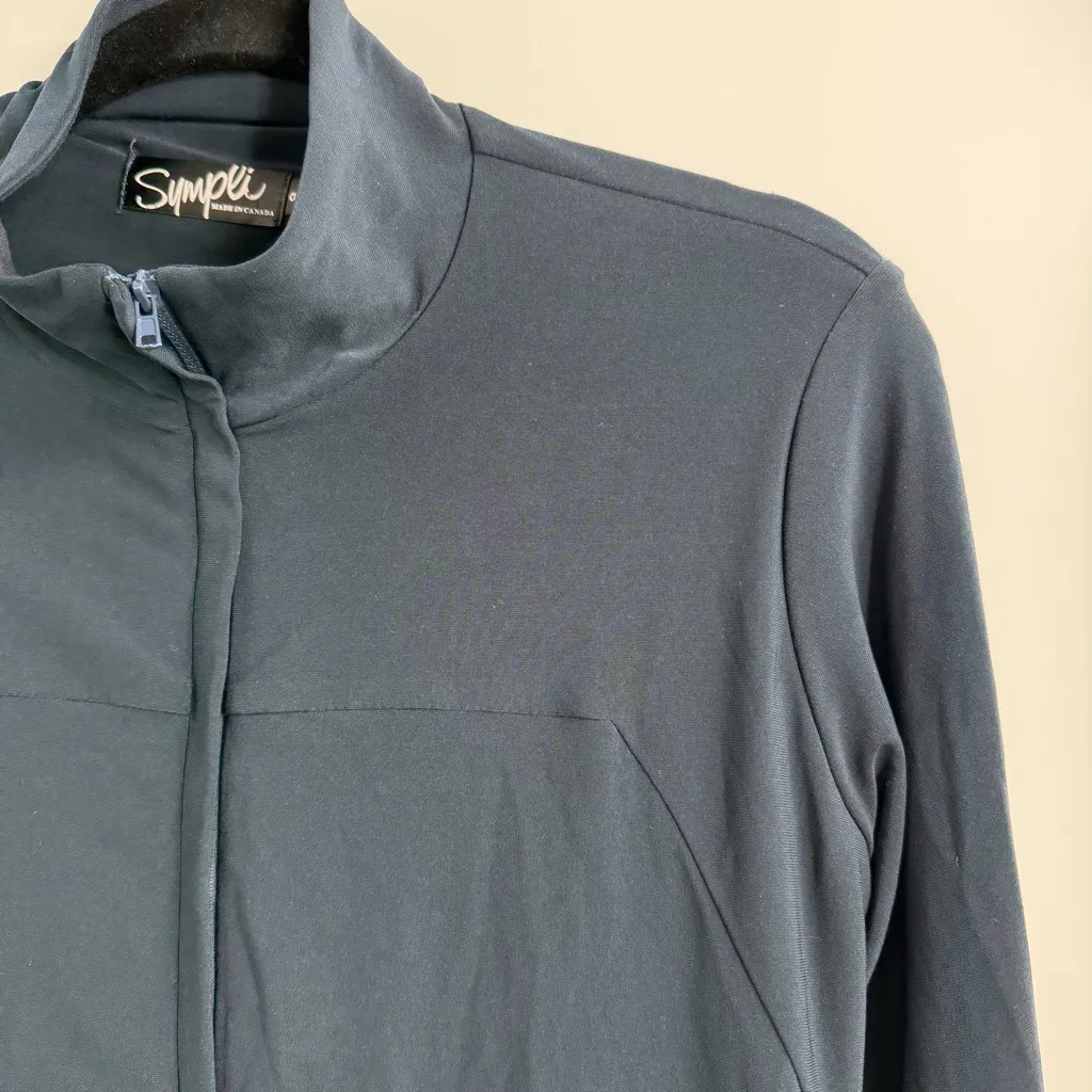 Sympli Navy Blue Zip Front Swing Jacket Size 8 Made in Canada Minimalist jersey - Image 4