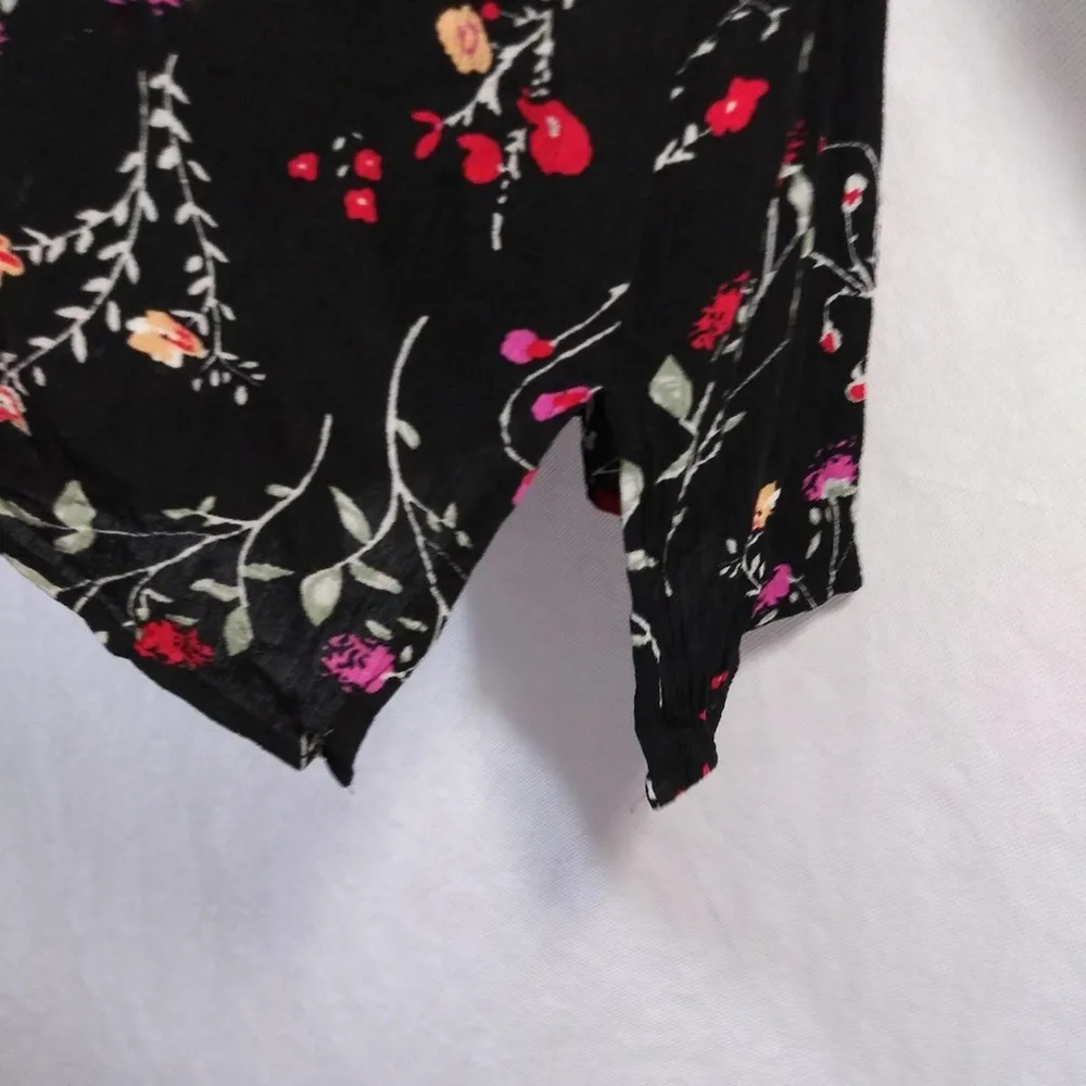 Just Fab Black Floral Boho Beachy Kimono Sleeve Cover-Up Size XXL - Image 9