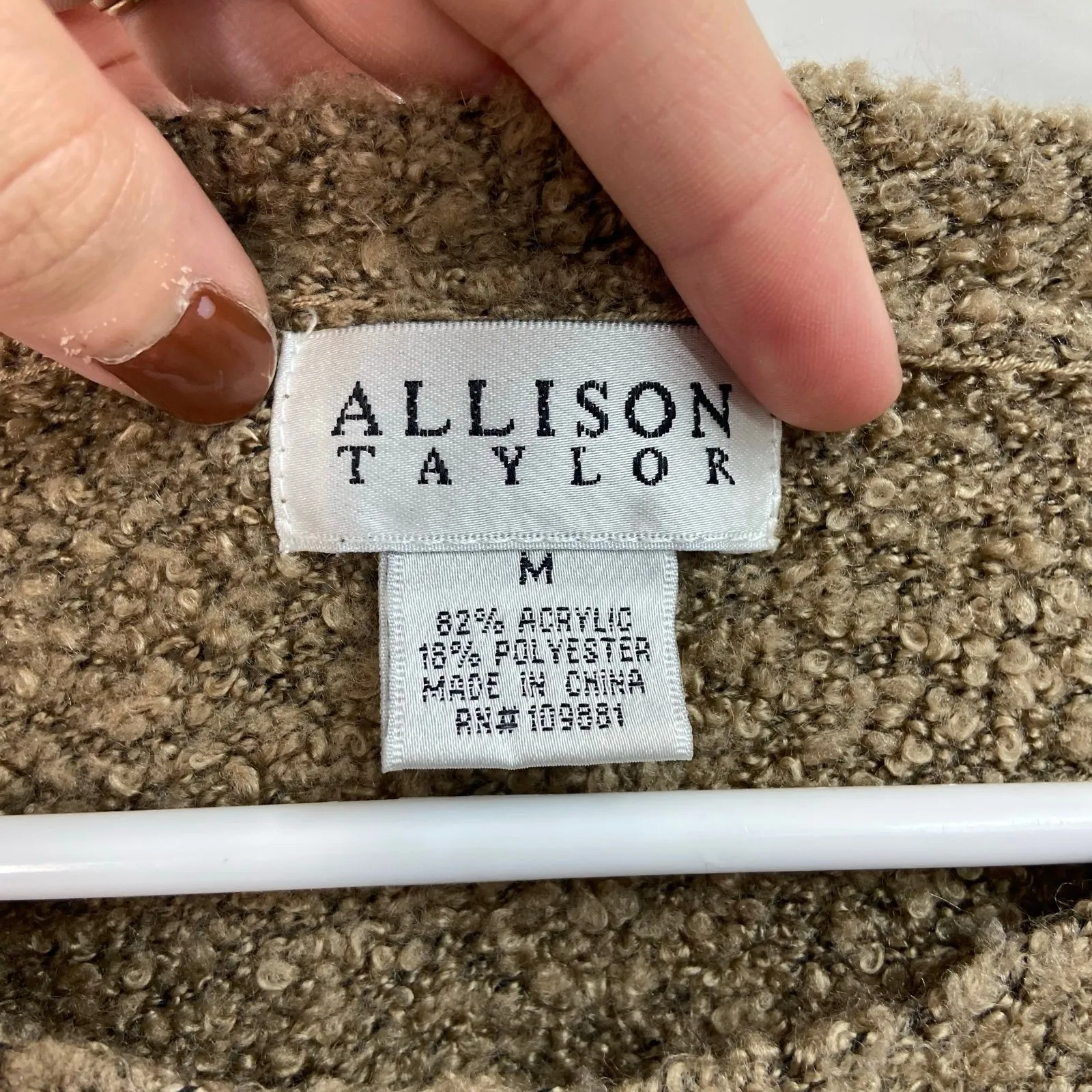 Vintage Allison Taylor women's brown chunky knit Crewcut soft sweater medium - Image 3