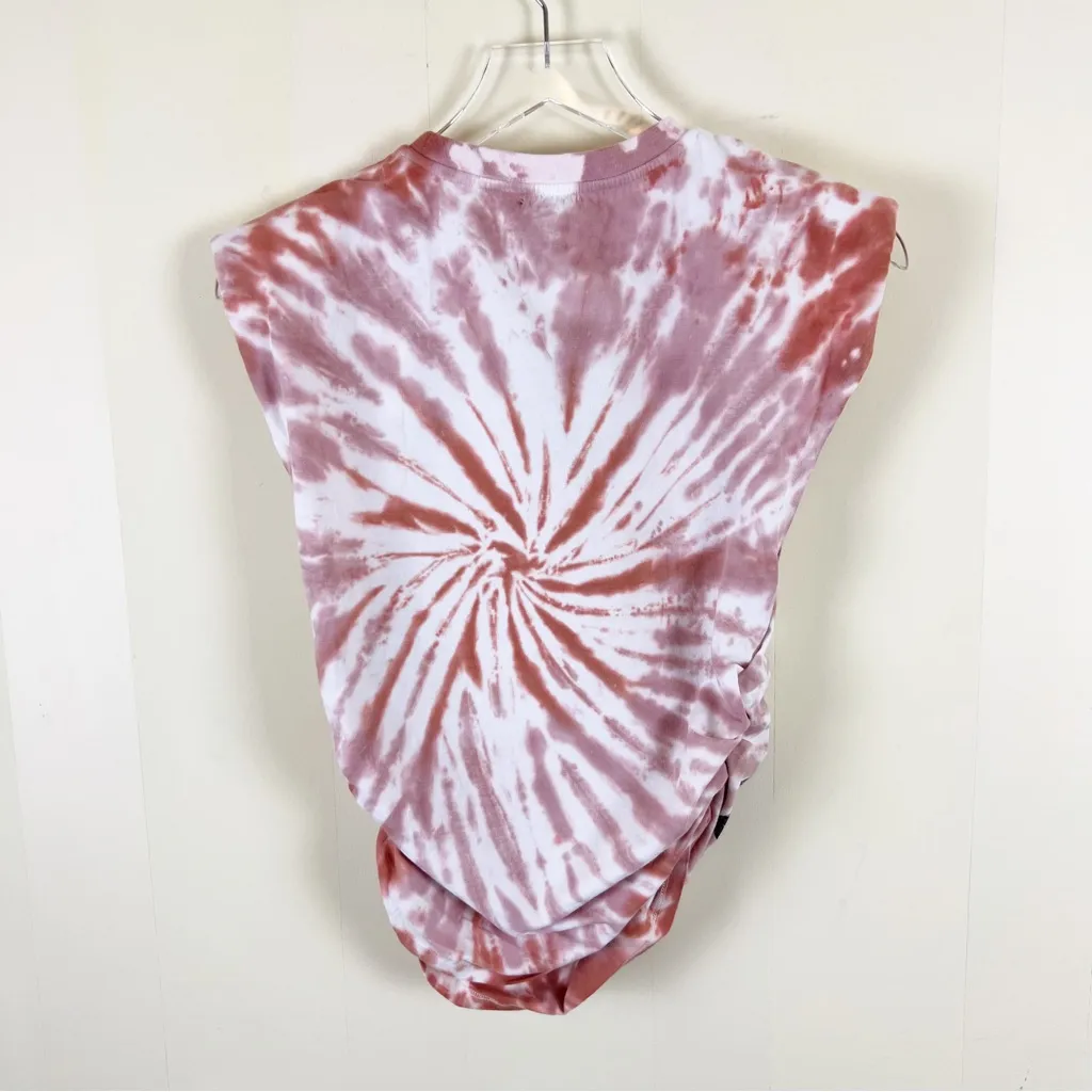 AFRM Billie Side Ruched Crop Tank XS Pink White Graphic Shoulder Pad Multiple - Image 7