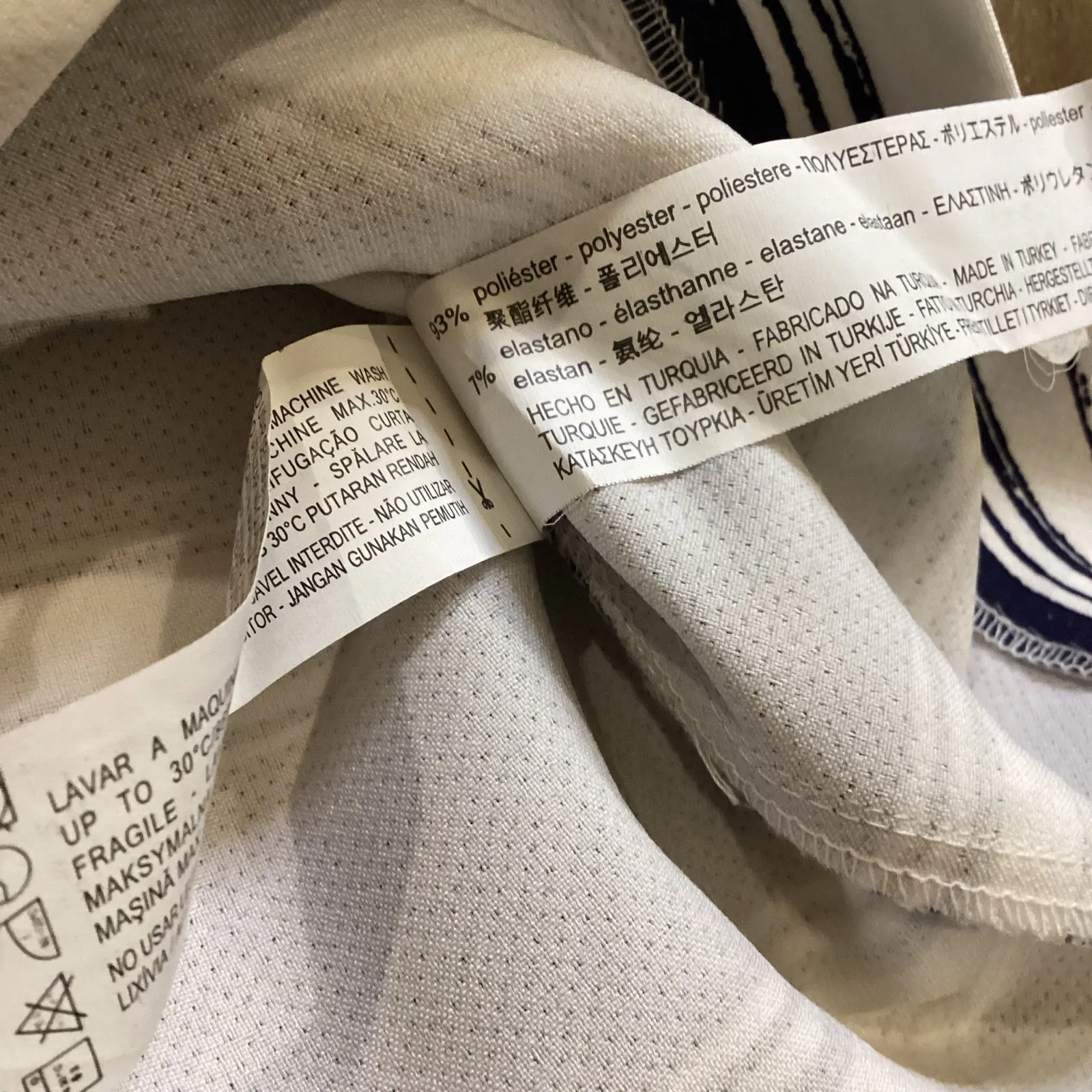 Zara Navy and White stripe fitted straight pencil knee length Mini skirt XS NWT - Image 5