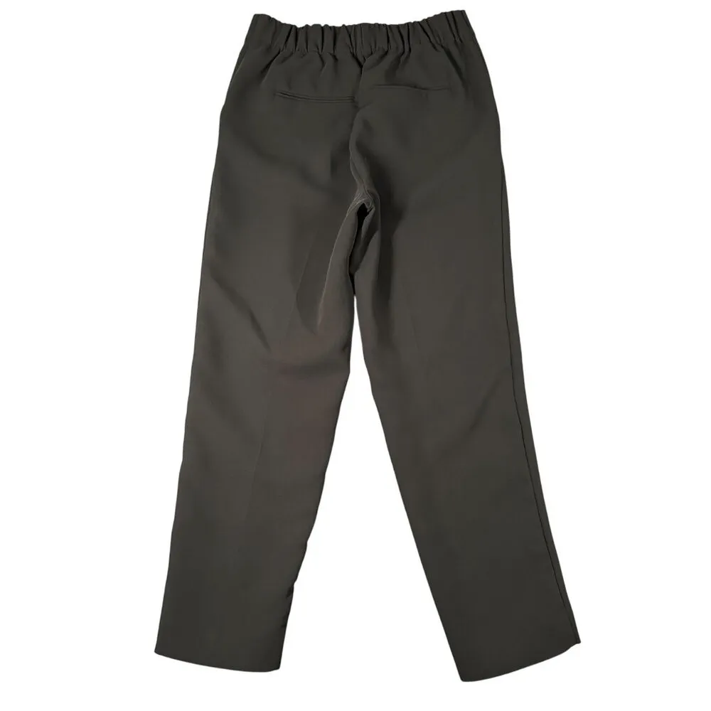 Ann Taylor Womens S Black The Straight High Rise Crop Pull On Flat Front Pants - Image 8