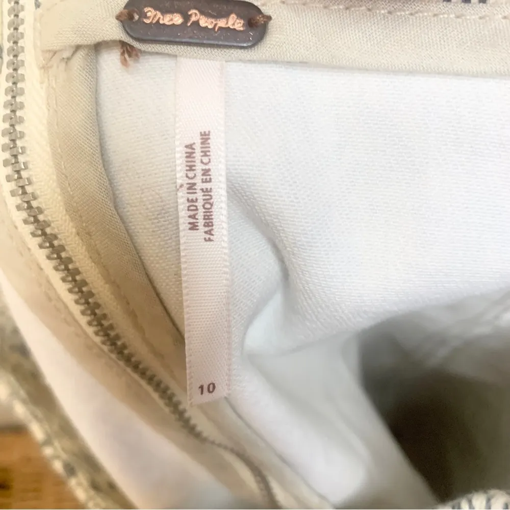 Free People Cream Floral Printed Denim Mini Skirt Size 10 - Image 6