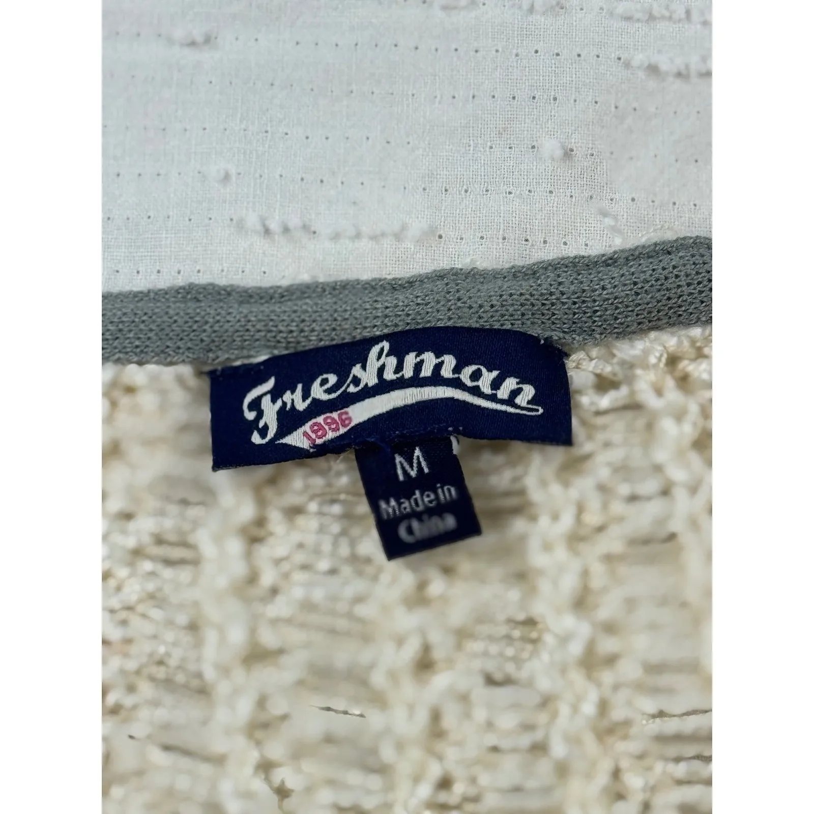 Freshman Knit Sweater Striped V Neck Crop Top Open Weave Beige Green Blue M Tan Size M - Image 11