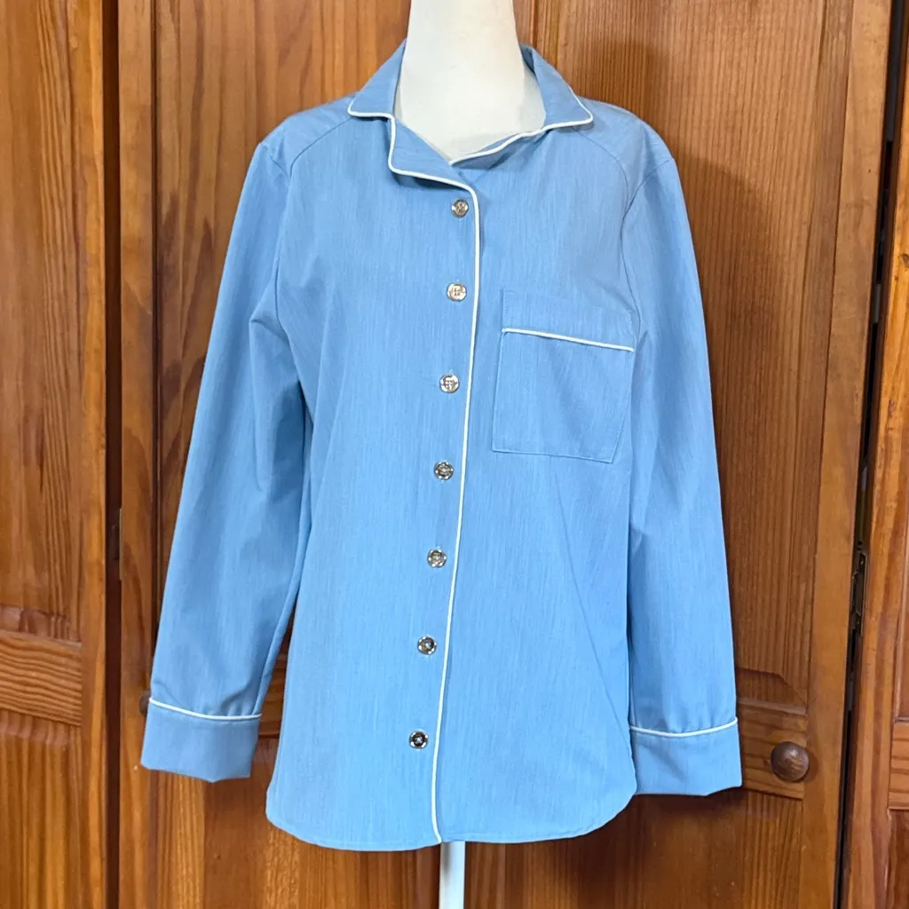 BURU Mel Denim Chambray PJ Blouse Blue Size M - Image 2