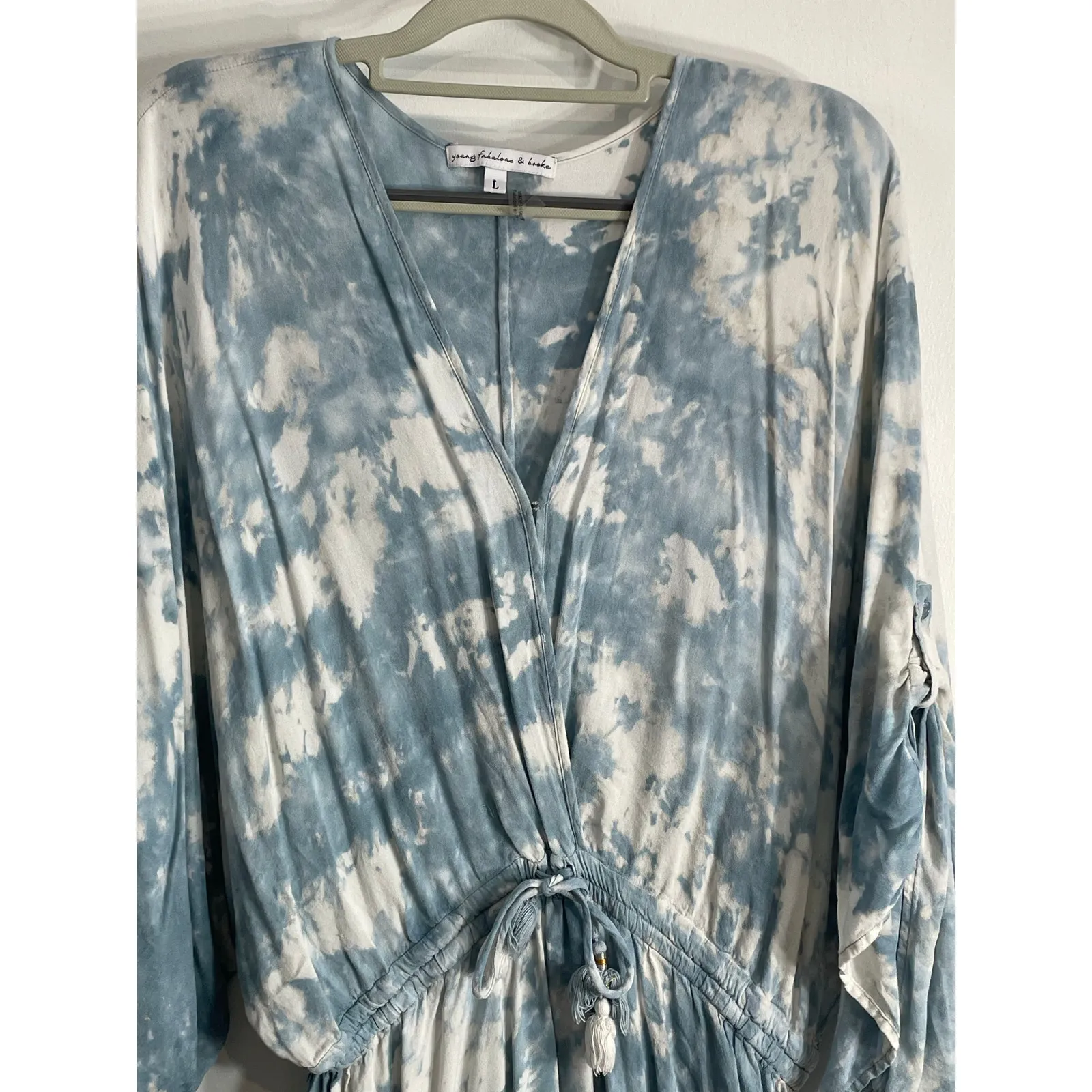 Young Fabulous & Broke YFB Mini Dress Large Blue Tie Dye Fairy Grunge Festival - Image 3