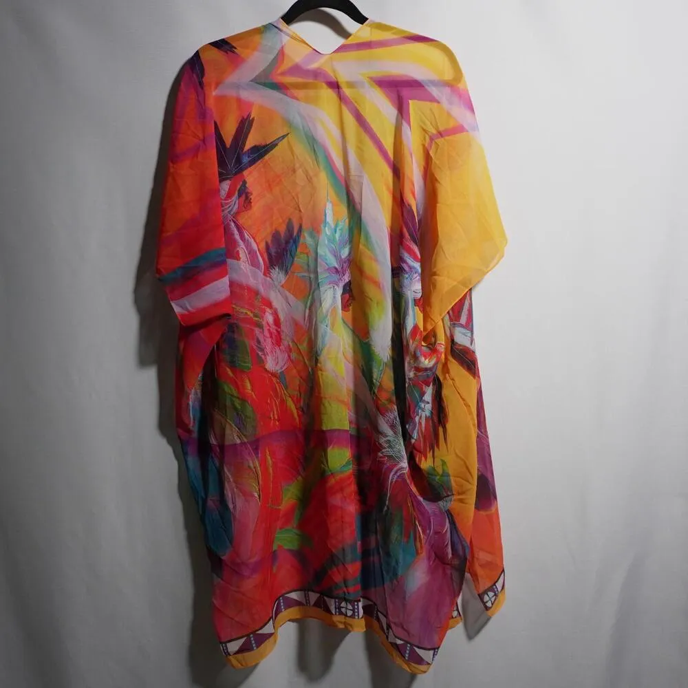 Rainbow Dance Traci Rabbit Native American Sheer Jacket Wrap Boho Art to Wear OS Size undefined - Image 4