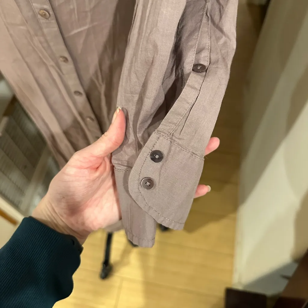 Drew Cotton Gauze Shirt Dress in Mauve - Image 5