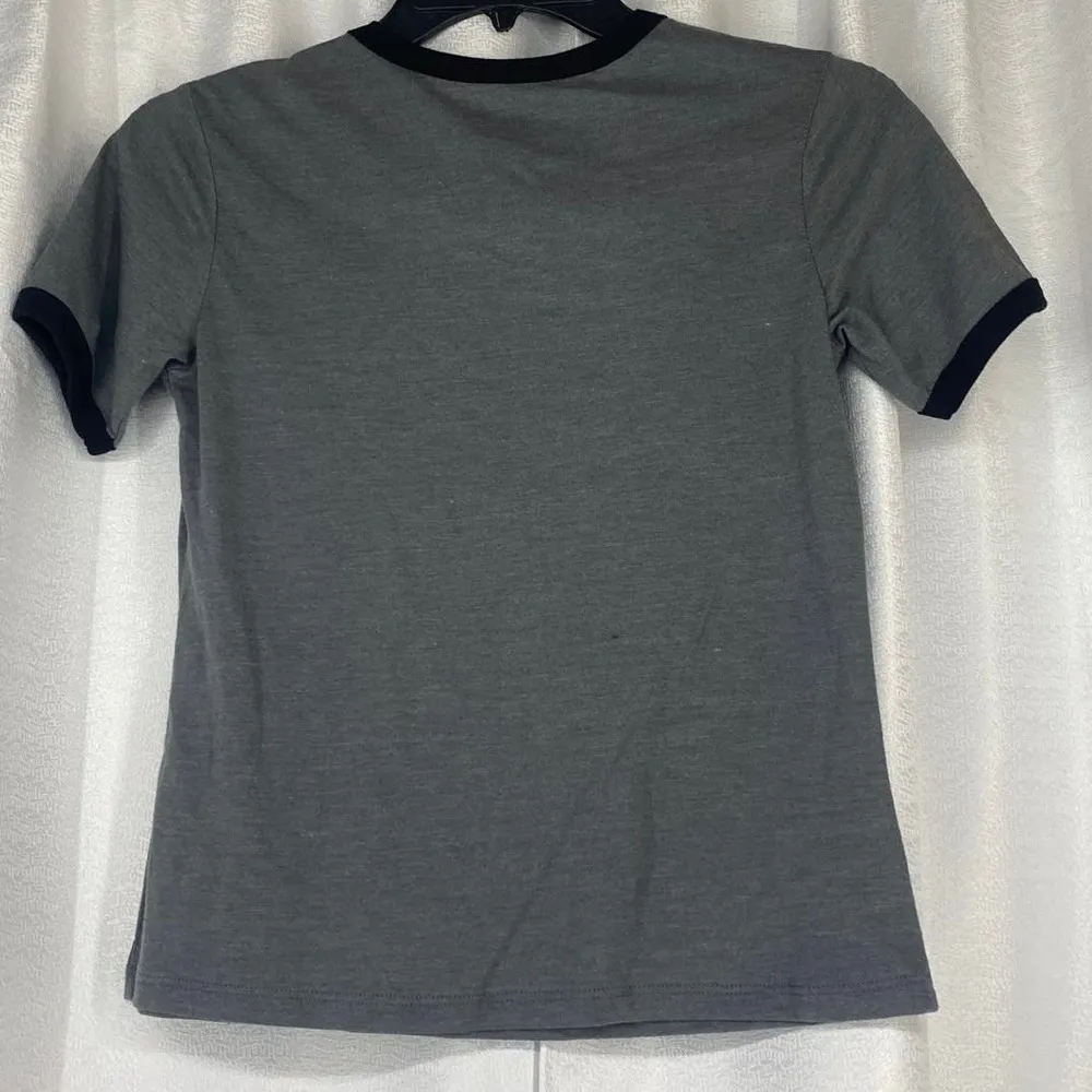 Disney Tinkerbell Graphic Tee Shirt dk gray black trim women sz XS - Image 2