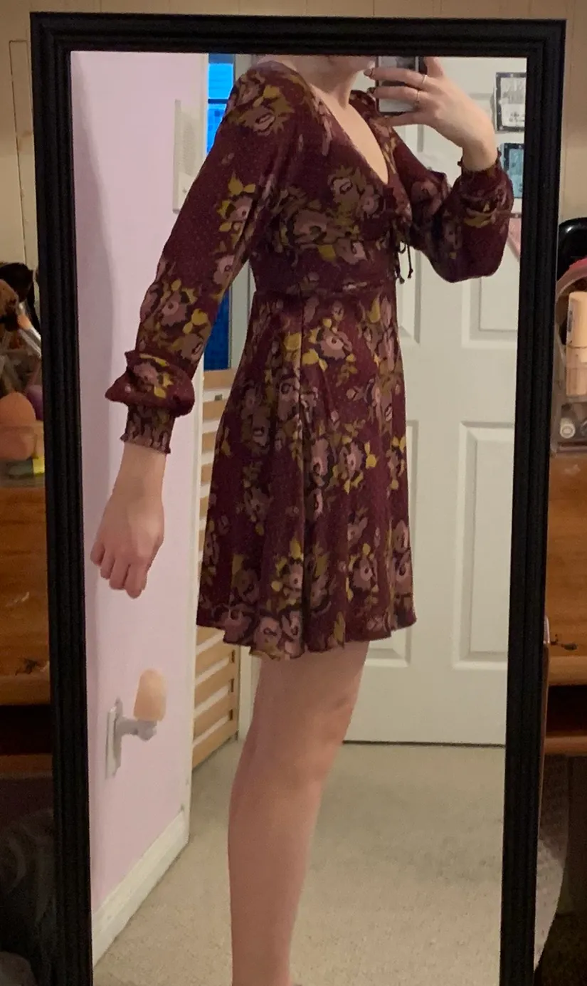 Wine Floral Dress - Image 2