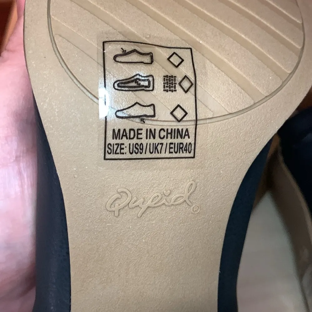 Qupid open toe chunky heel sling black size 9 - Image 9