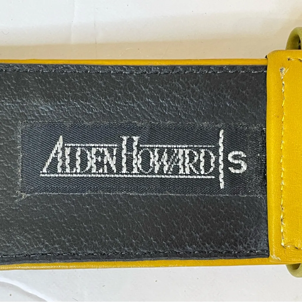 Vintage Alden Howard Women’s Boho Stylish Green and‎ Yellow Leather Belt Size S - Image 6