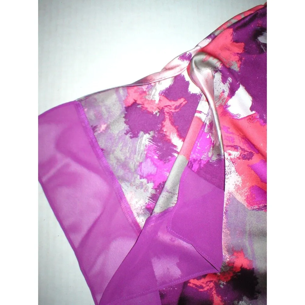 New Womens NWT $68 Satin H Halston Caftan Night Gown S M Cover Up Purple Orange Size M - Image 9