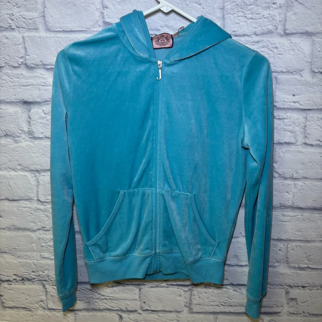 Juicy Couture Jacket Vintage Women's Velour Full Zip Hoodie Logo 2000’s Small - Image 4