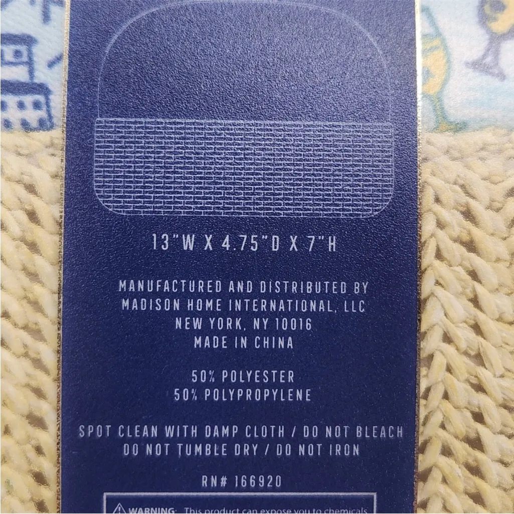 Wandering nwt moon beach Woven Zipper Blue woven Cosmetic Bag 13 x 4.75 x 7 - Image 5