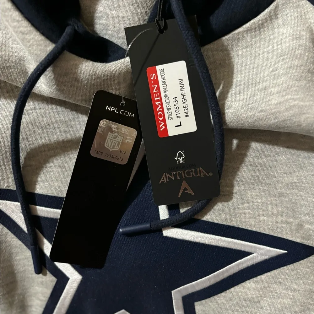 Women’s Heather Gray/Navy Dallas Cowboys Pullover Hoodie/Large - Image 7