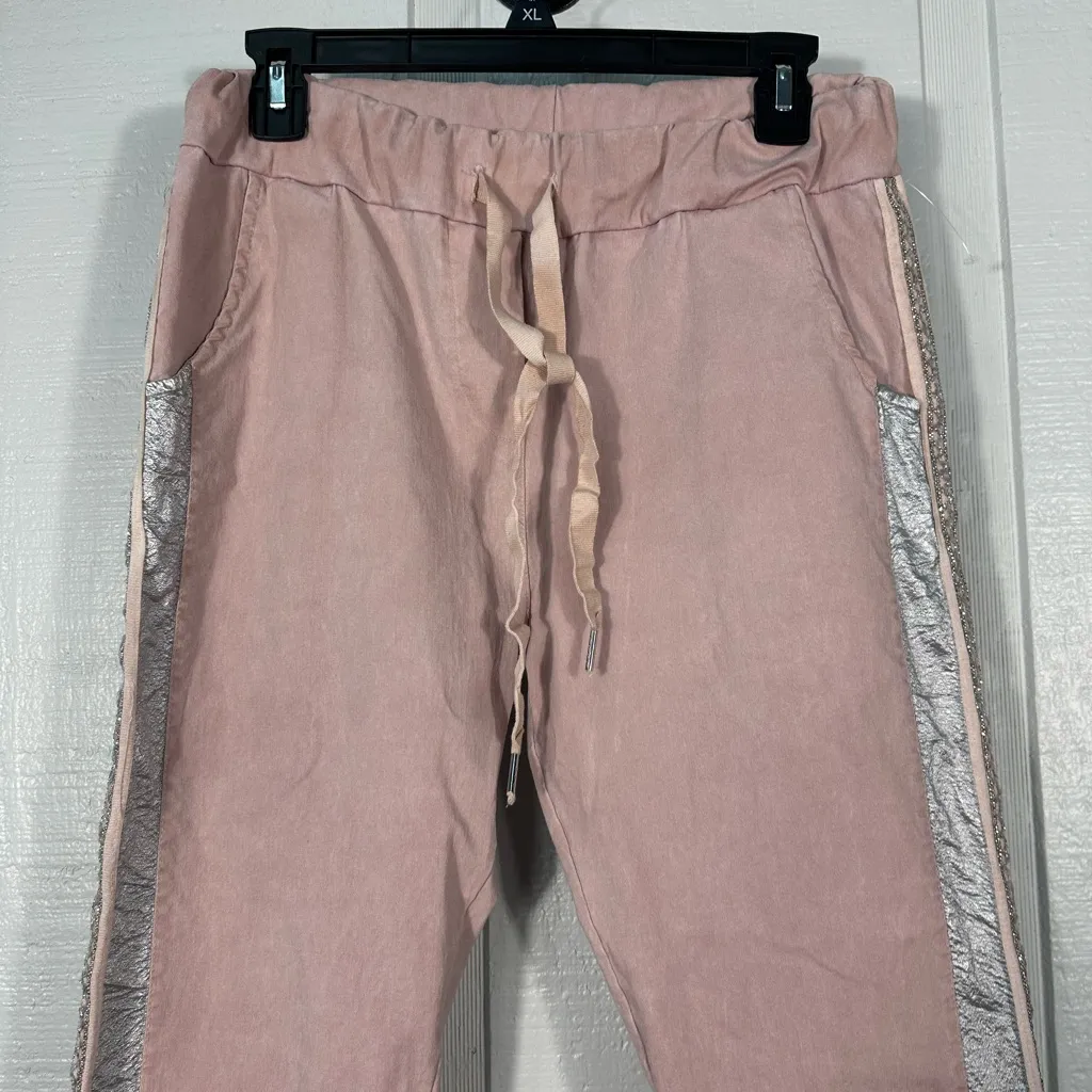 Brand Bazar Pink and Silver Elastic Waist Pants No Size, See Measurement… - Image 4