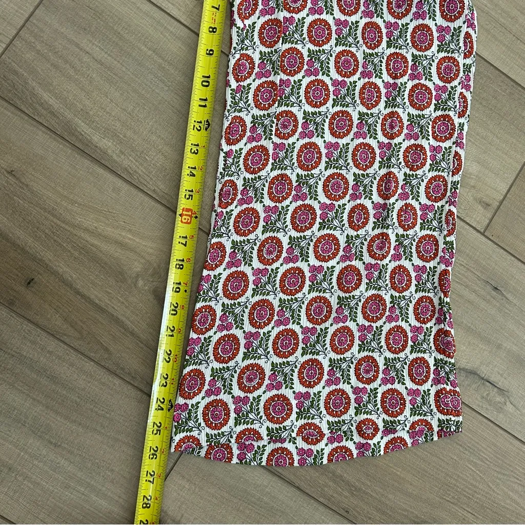 Boden Crinkle Wide Leg High Rise Viscose Lightweight Trouser Pant Pink Green 4 White - Image 9