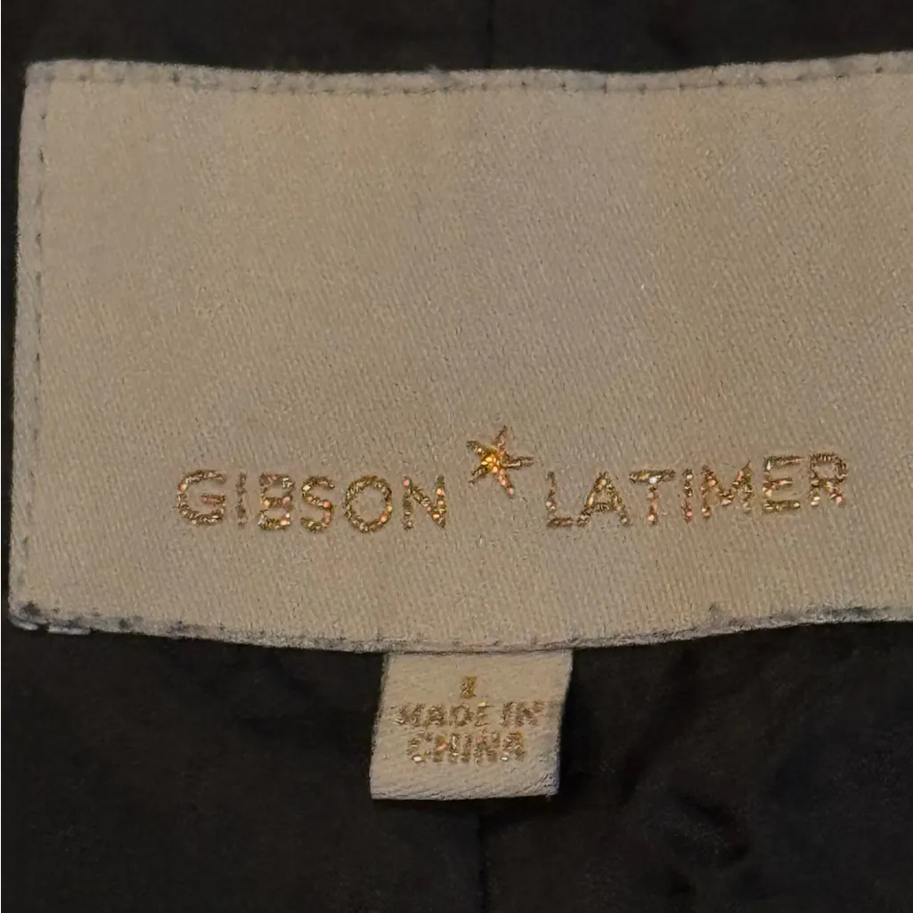 Gibson Latimer Black Faux Suede Waterfall Jacket Wrap Front Minimalist L - Image 7