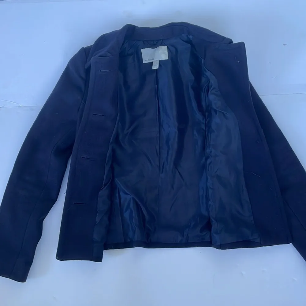 Old Navy 80% Wool Dark Purple Lined Pea Coat with Defined Waistband XS - Image 8