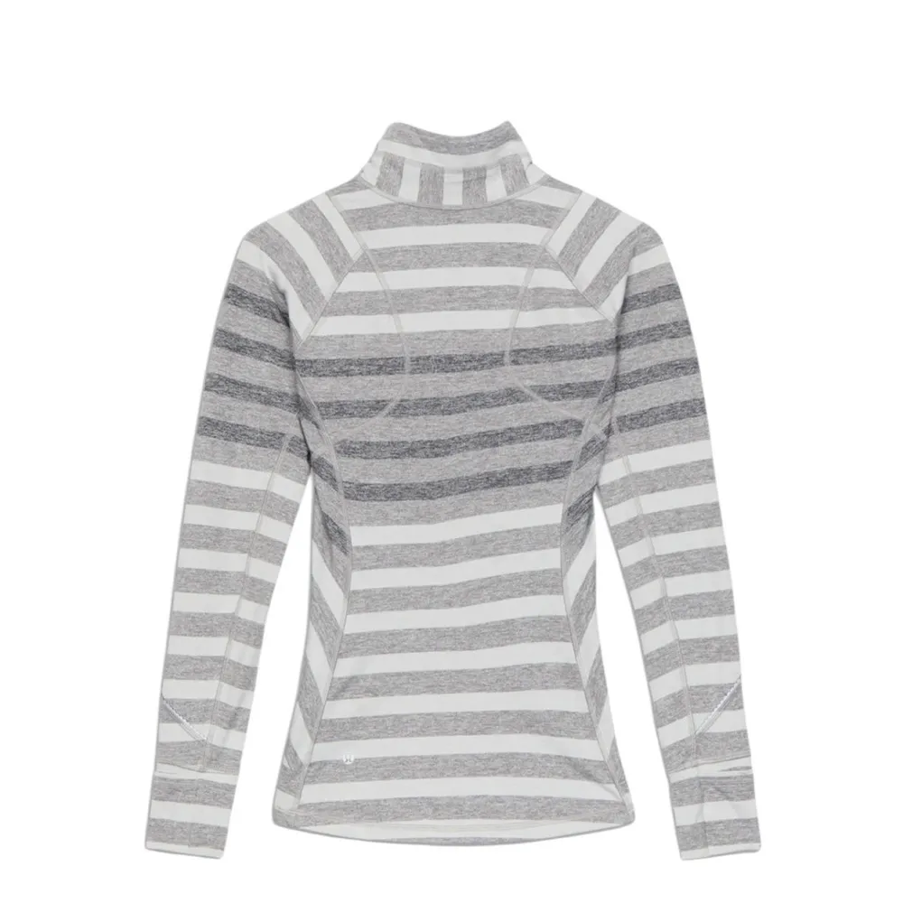 Lululemon Race Your Pace 1/2 Zip in Marshmallow Stripe Heathered Slate Size 4 - Image 4