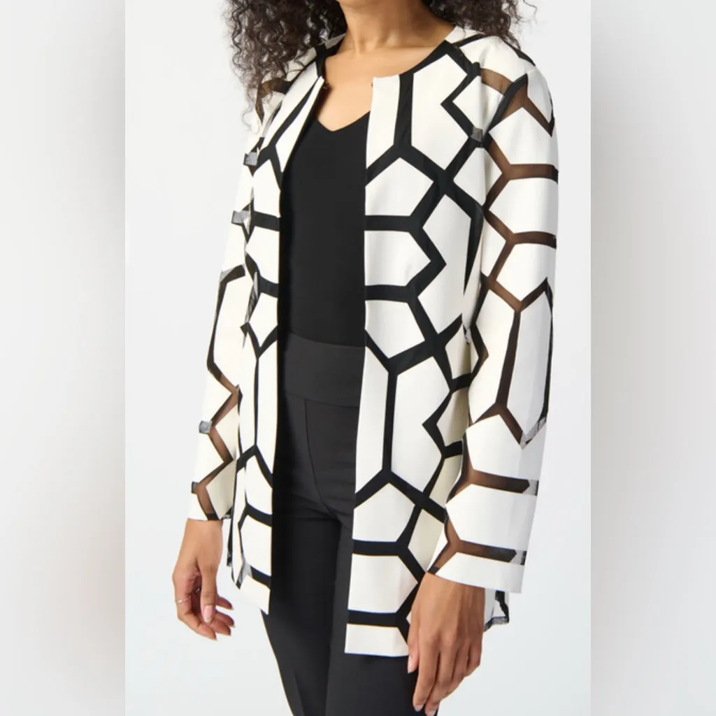 Joseph Ribkoff NEW !  Monochrome Geometric Blazer size S - Image 2