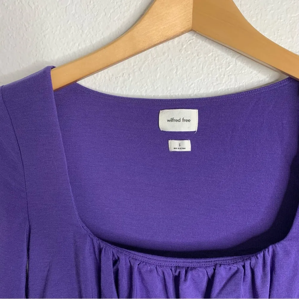 Wilfred Free Purple Square Neck Long Sleeve Crop Top Small - Image 2