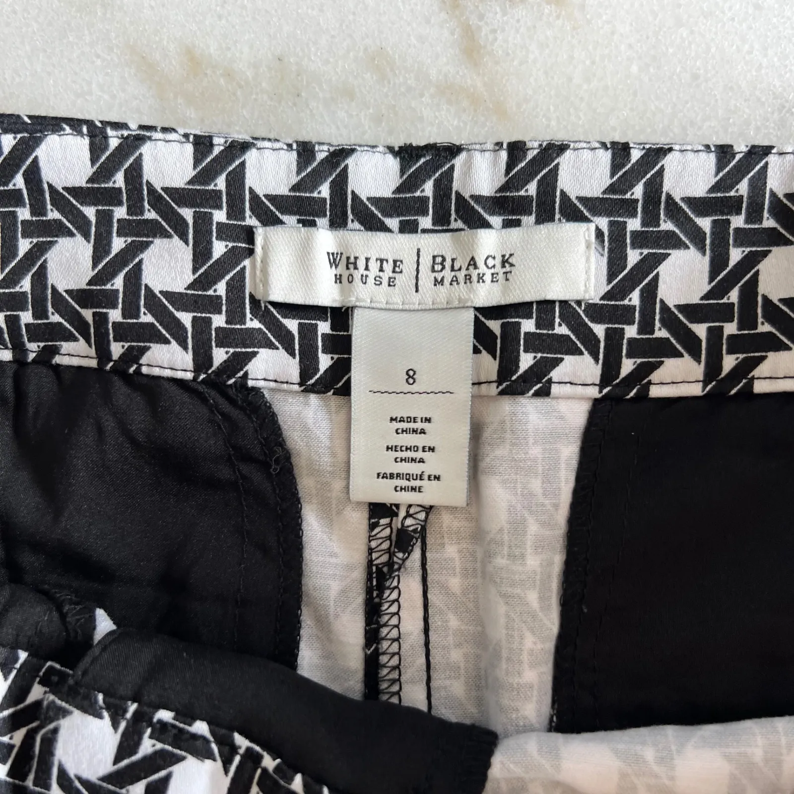 White House Black Market Womens Shorts Size 8‎ Black White Pattern - Image 2