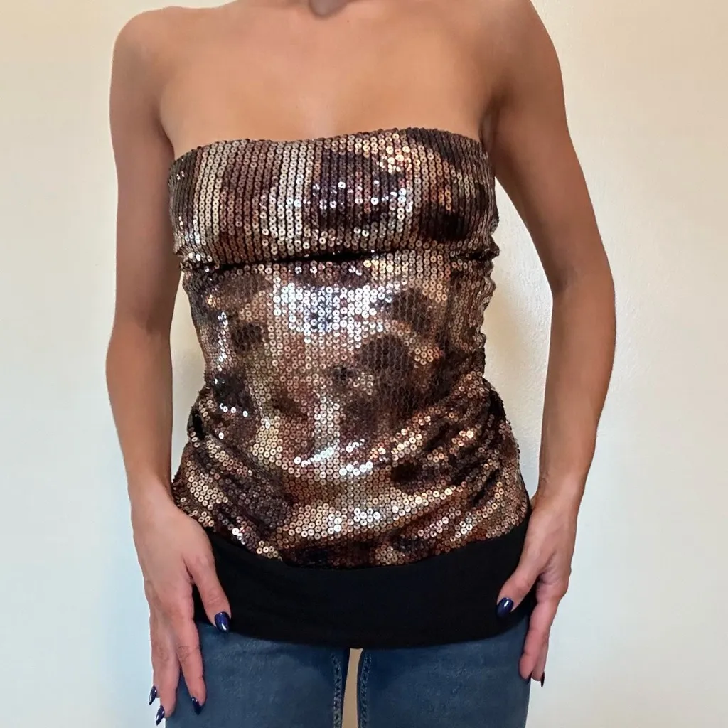 Wet Seal Sequin Strapless Crop Top - Image 3
