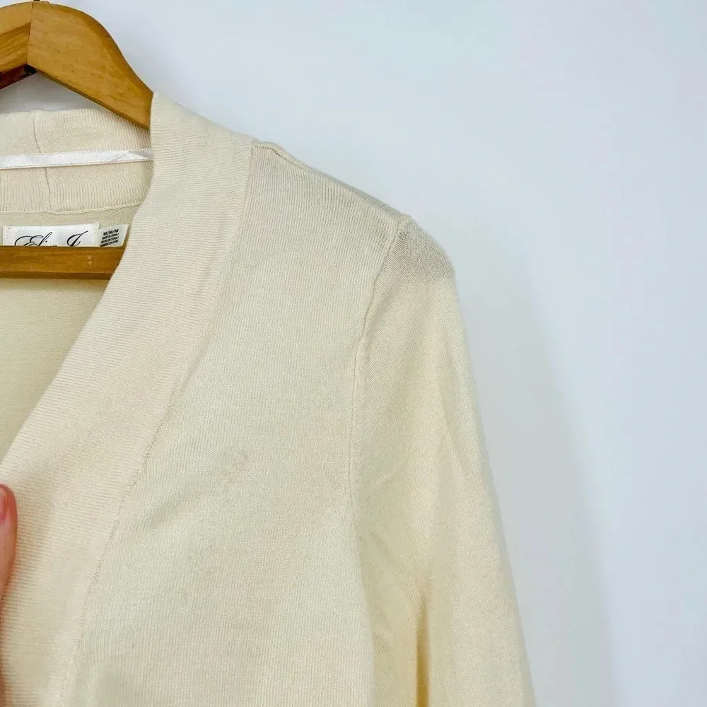 Eliza J Cream Bolero Cardigan Sweater 3/4 Sleeve in Cream Size M - Image 9