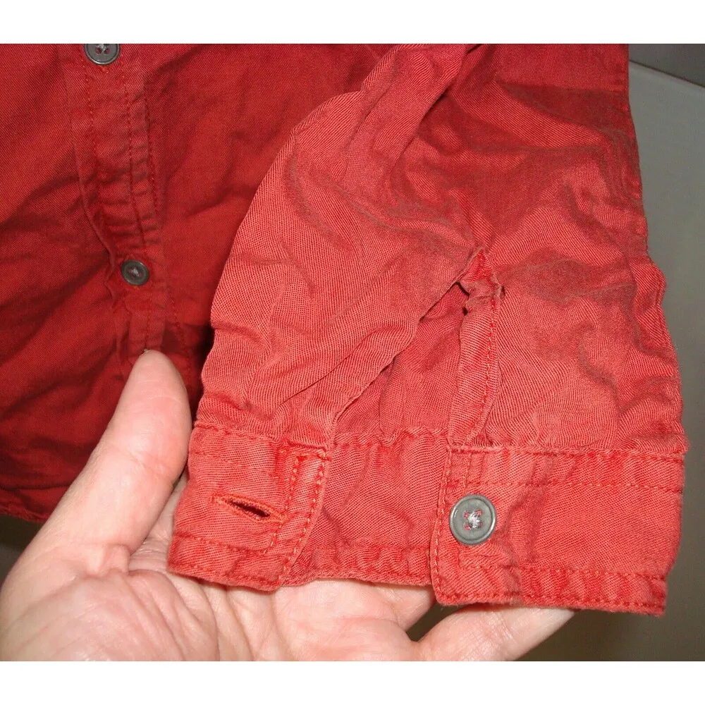 New Prana Womens NWT S Updrift Top Button Pockets LS Patina Red Rust Tencel Logo - Image 5