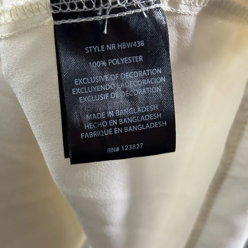 NWT Harve Benard winter white sheer blouse with tie waist cap sleeve size Large - Image 7