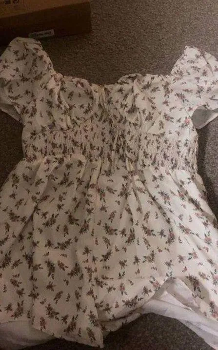 SheIn XL White floral dress romper - Image 2