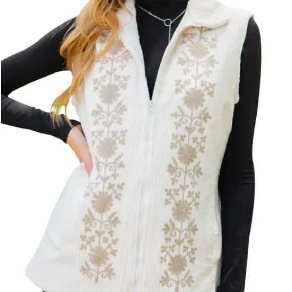 NWT..Young Threads Corduroy Embroidered Vest XL Dark eggplant/tag says brown - Image 12