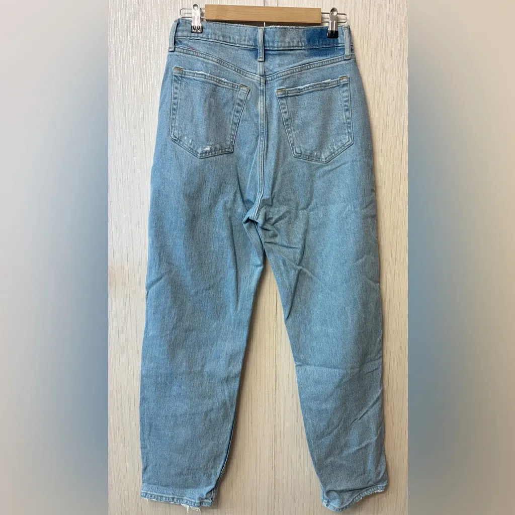Abercrombie & Fitch High Rise Dad Jeans Criss Cross Waist Light Wash Denim 29 - Image 2