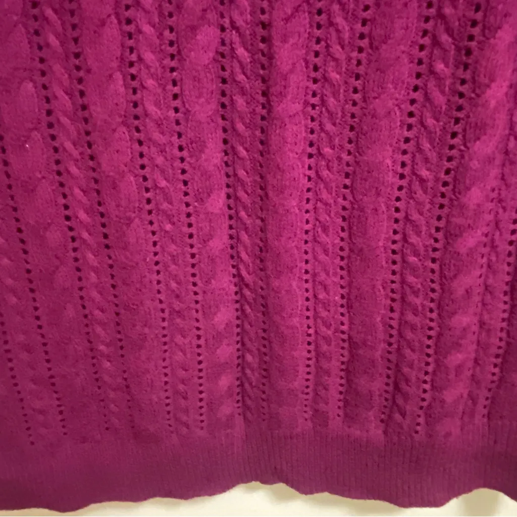 American Eagle Womens Crew Neck Cable Knit Sweater S Small Jewel Tone Purple - Image 7
