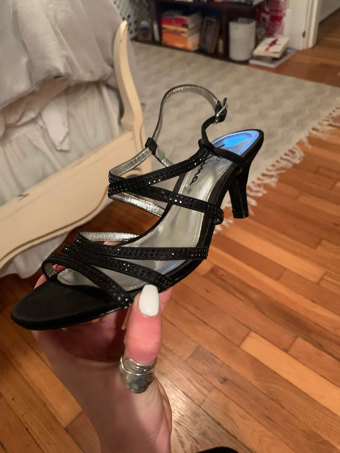 Black Fancy Strappy Heels Size 6.5 - Image 2
