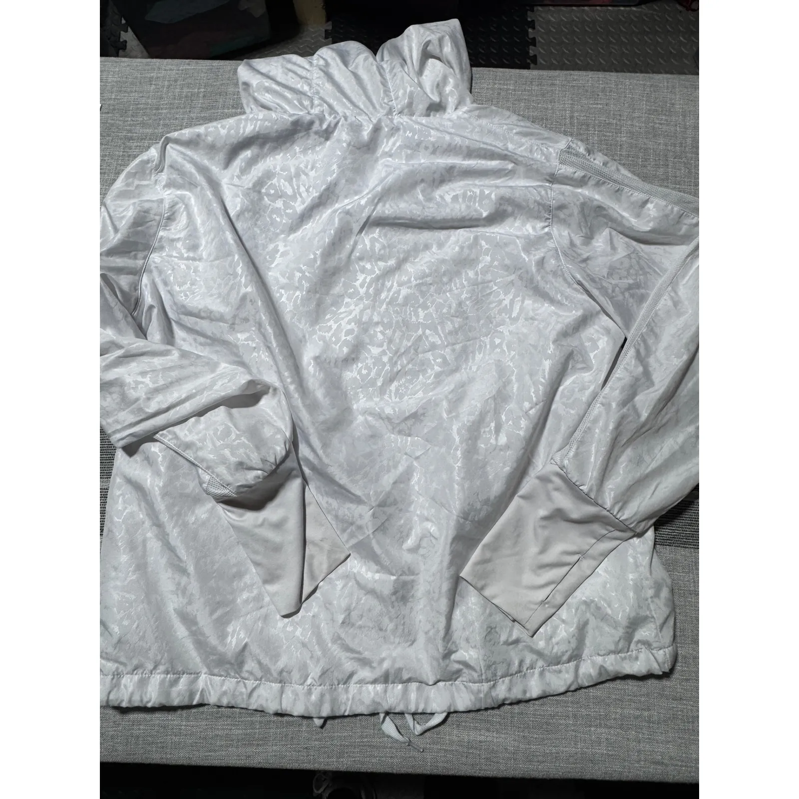 ZYIA Womens White Leopard Print Hooded Zip Up Lightweight Jacket Size L - Image 8