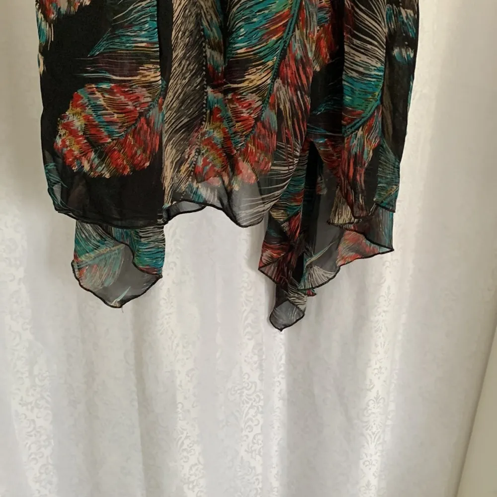 FEATHER CHIFFON ASYMMETRICAL Top/Dress Sz: S Black - Image 3